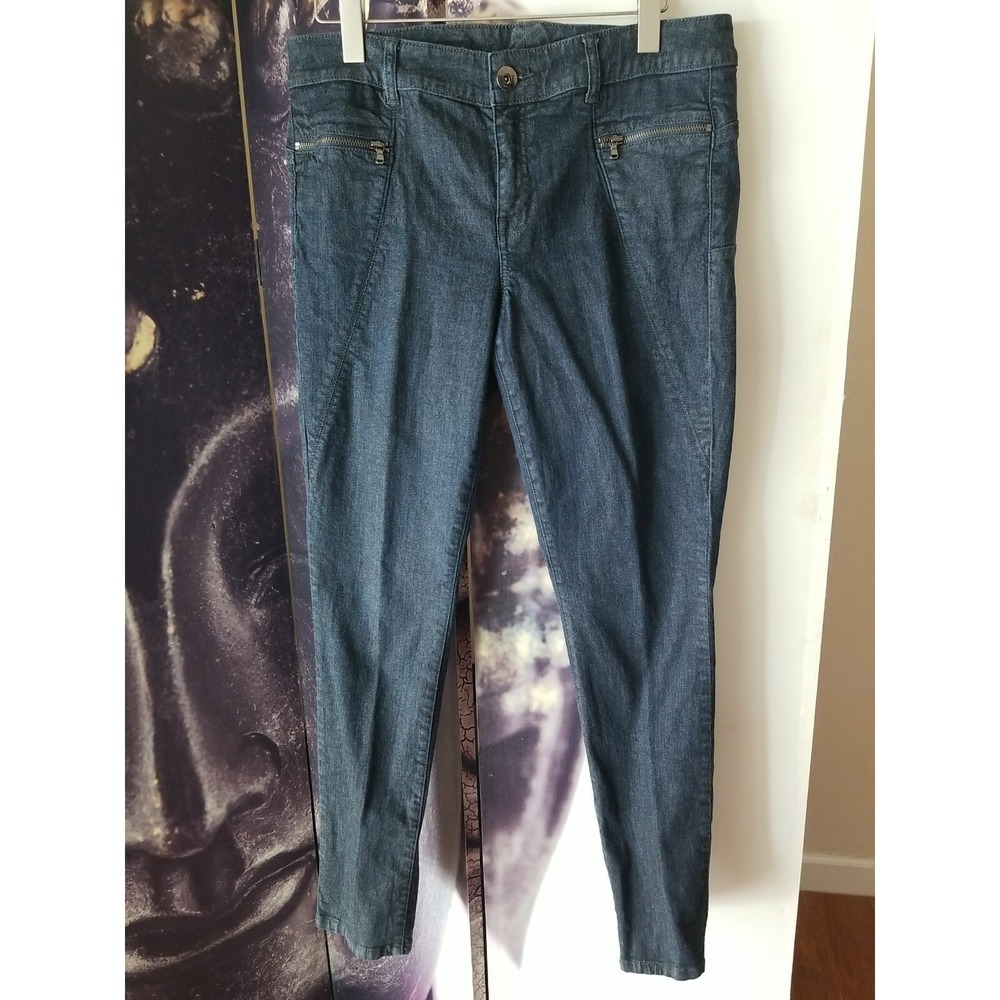 CACHE Women's Dark Wash Skinny Stretch Jeans w/ Zip Pockets Size 12 YJ01